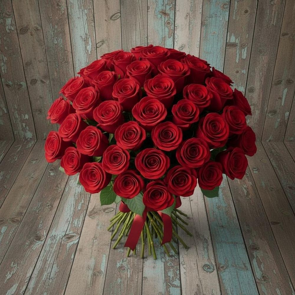 Букет 55 Красных роз Фридом в Снежногорске