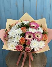 Букет цветов из:  Розы, Герберы и Хризантемы #REPLACE_PRED# Снежногорске