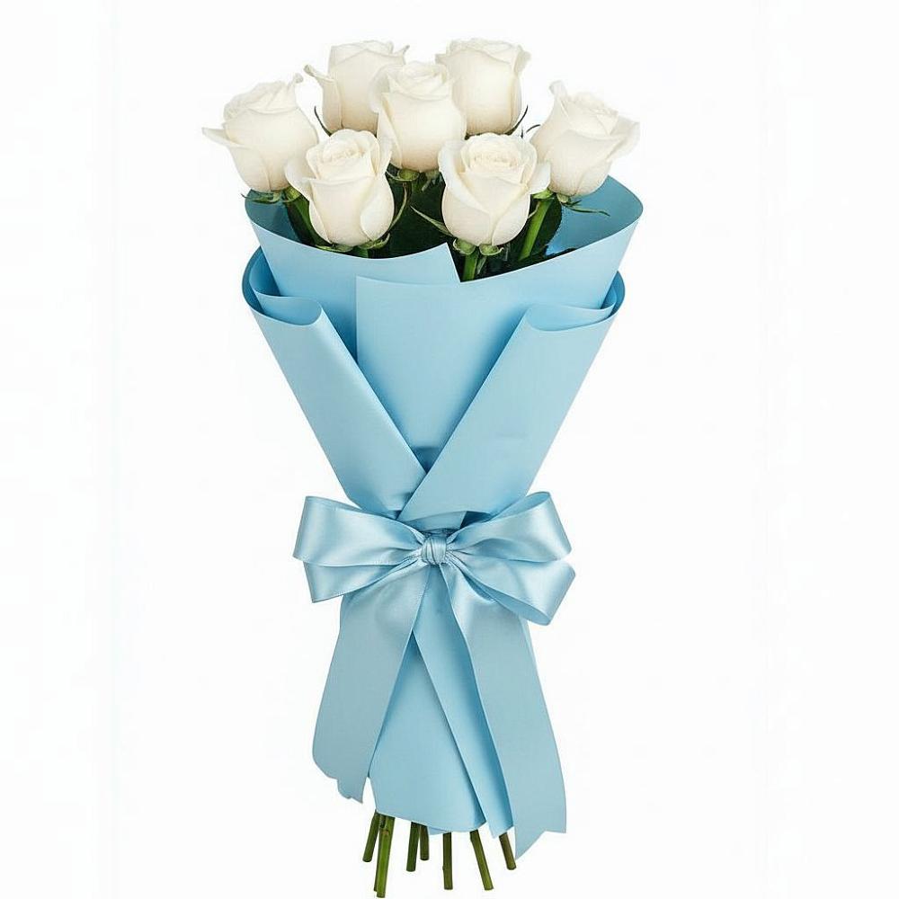 Букет 7 белых роз Проуд в Снежногорске