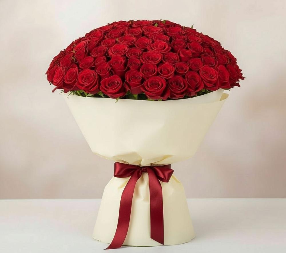 Букет 101 Красная роза Милано в Снежногорске