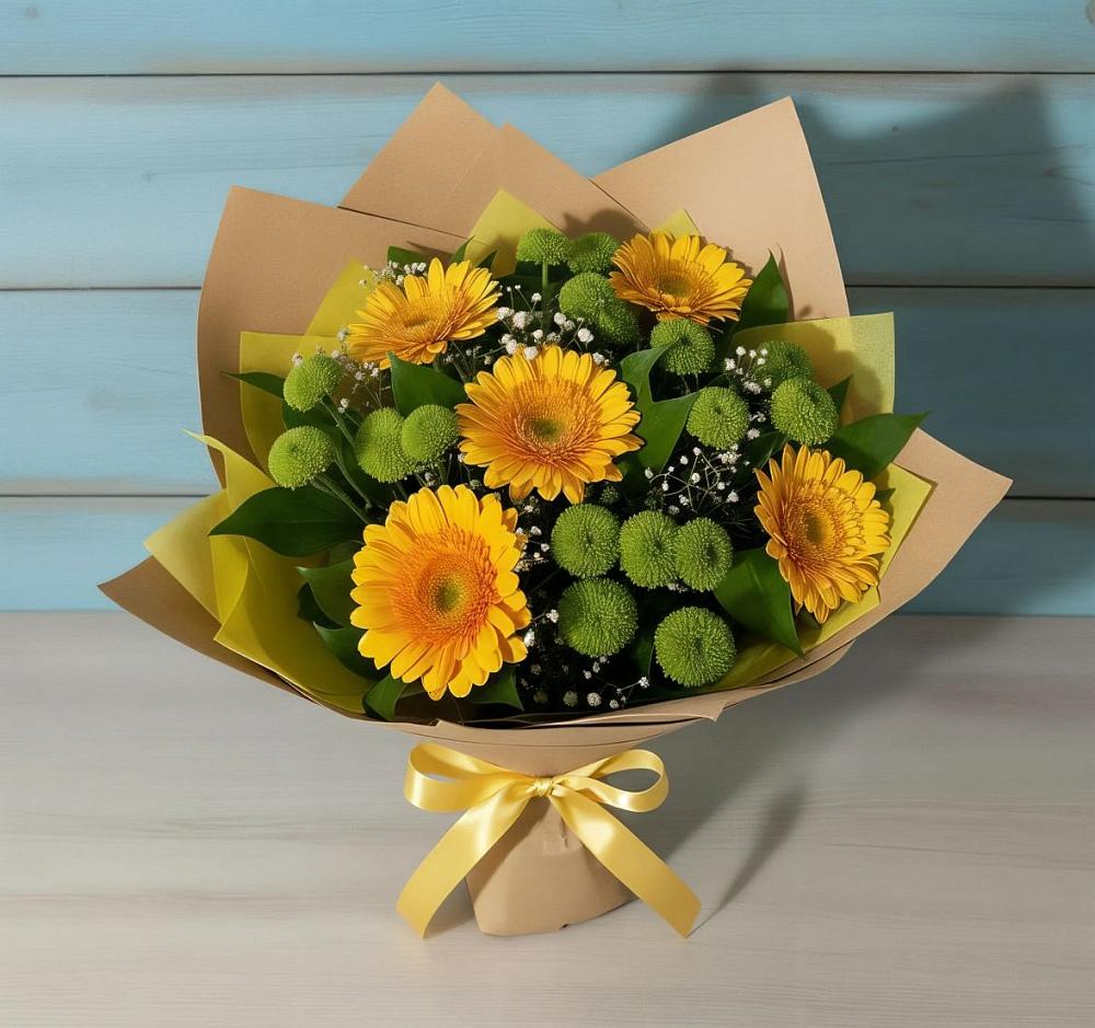 Букет цветов из: Герберы и Хризантемы в Снежногорске