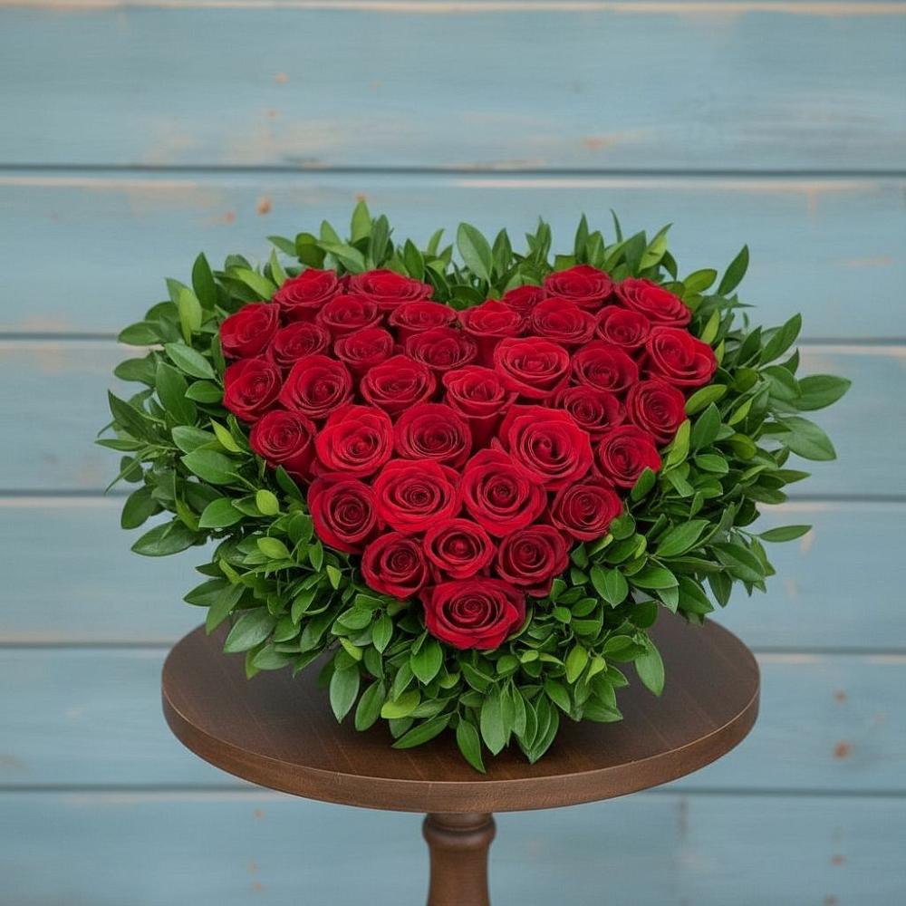 Цветочная композиция из Розы в виде сердца в Снежногорске